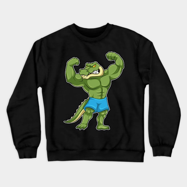 Crocodile as Bodybuilder extreme Crewneck Sweatshirt by Markus Schnabel